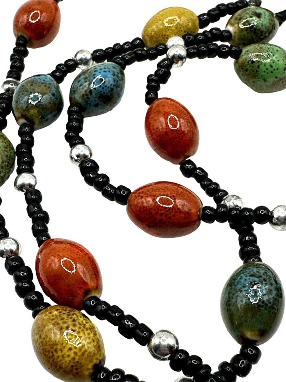 Bohemian Statement Necklace Ceramic Bead Handcrafted